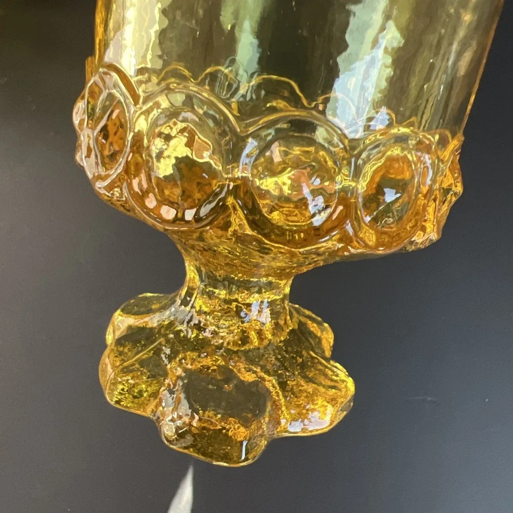 Franciscan Tiffin Madeira Cornsilk 70s x2 Yellow Footed Juice Wine Glass 4.75